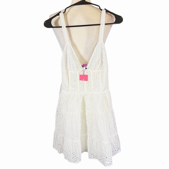 Edikted Dresses & Skirts - Edikted Bennett Eyelet Corset Mini Dress S White Cottagecore Coquette Boho NWT